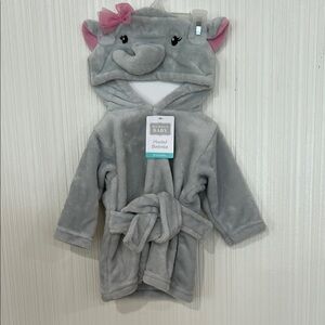 Hudson Baby Gray and Pink Animal Robe Pajamas